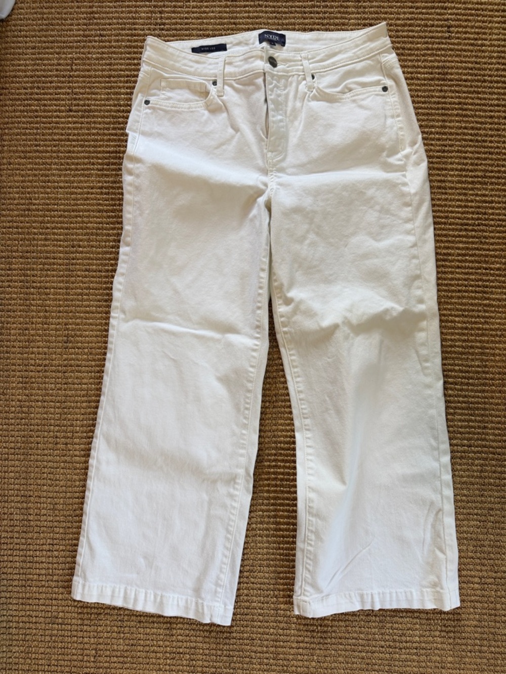 NYDJ White Wide-Leg above the ankle High-Rise Jeans